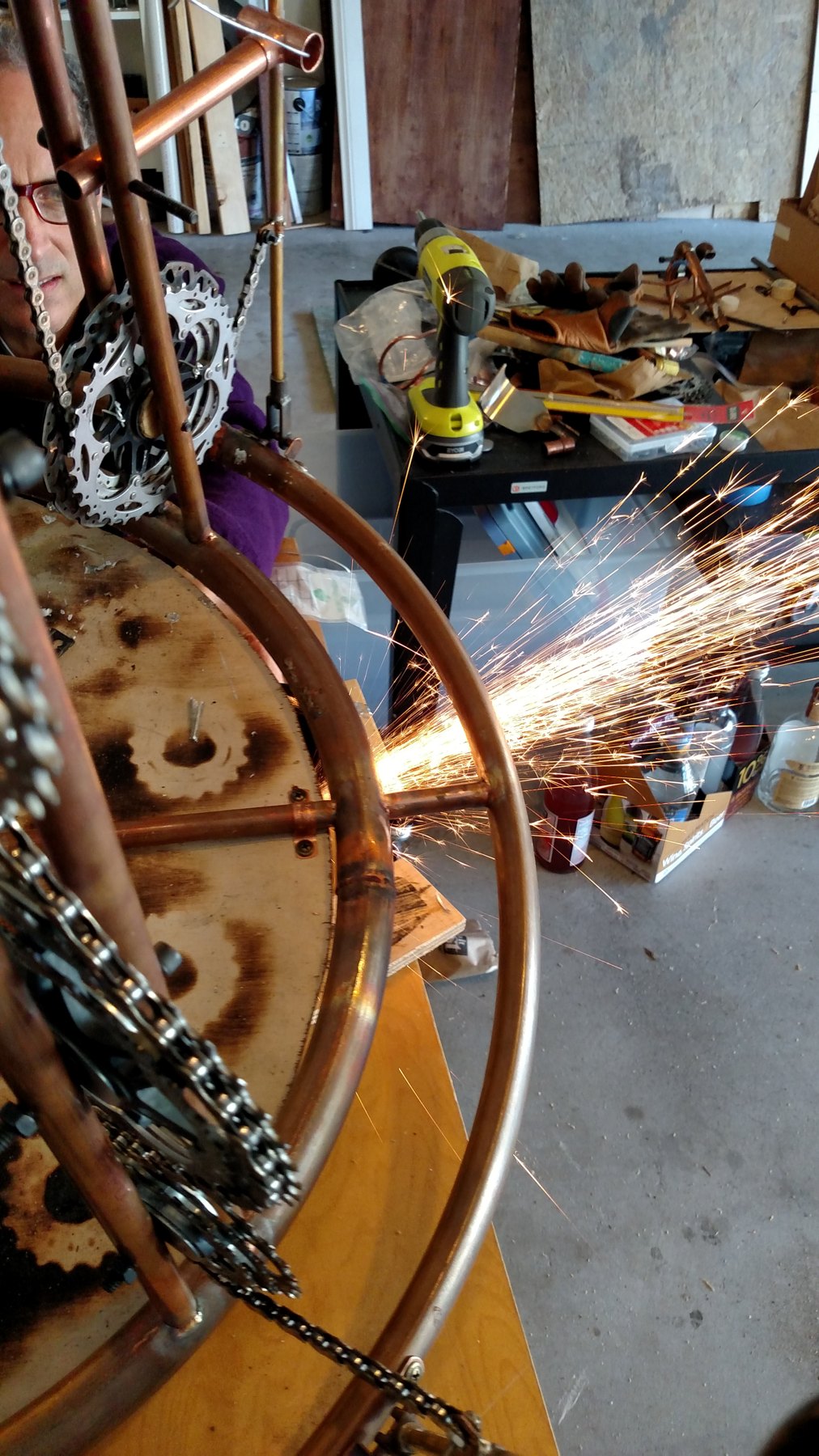Copper frame and bicycle components