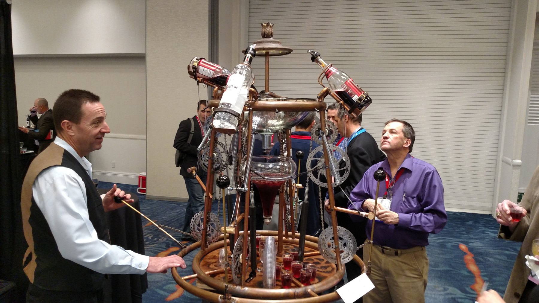 Guests operating the machine
